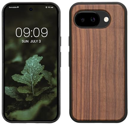 kwmobile Handyhülle für Google Pixel 10a Hülle Holz - Case mit TPU Bumper - Stoßfestes Hardcase - Schutzhülle Cover in Dunkelbraun