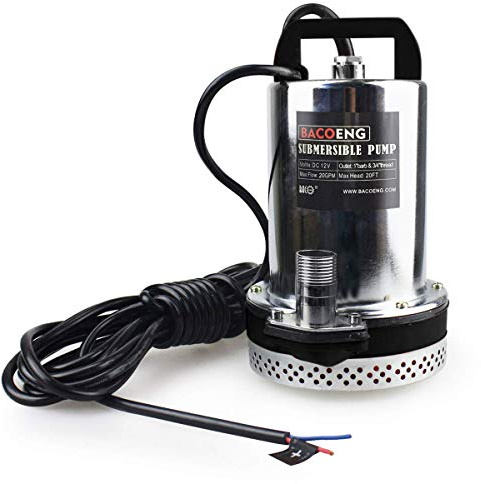 BACOENG DC 12V Farm & Ranch Solar Hot Water Pump Submersible Pump Well 26ft Lift 12V