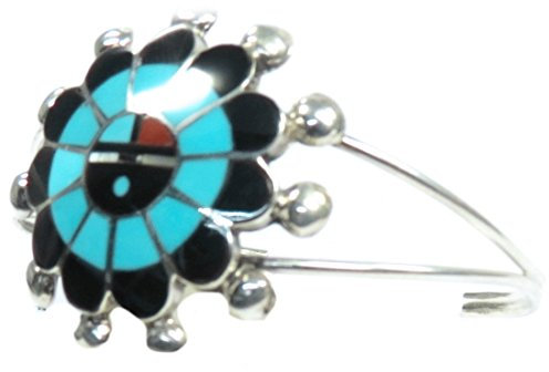 Indianerschmuck Armspange für Damen aus Sterling Silber - Zuni Sunface II