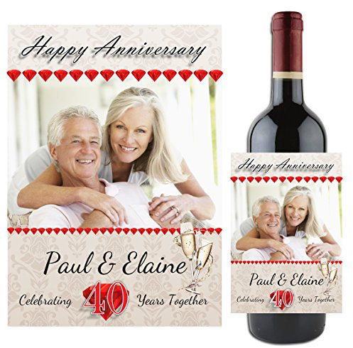 Personalised Ruby 40th Wedding Anniversary Wine/Champagne Bottle Photo Label Gift Present Idea N94