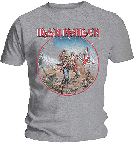 Official Iron Maiden Trooper Vintage Circle T-Shirt Book of Souls Transylvania Eddie Grey