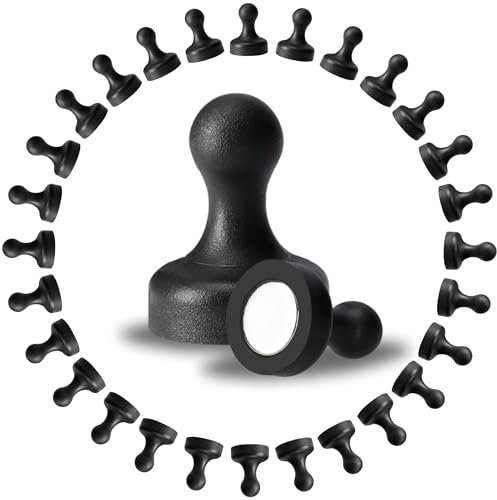 REORDA Neodym Magnet (30 Stück) - [EXRTA STARK & GROß] - Verstärkte Magnetisierung Dank größerem Neodym Pin I Schwarze Starke Magnete für Magnettafel, Whiteboards, Kühlschränke & Tafeln