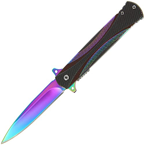 G8DS® Klappmesser Scharfes Outdoor Survival Taschenmesser | Kleines Einhand-Messer,Messer mit Mattschwarz Edelstahlklinge, für Arbeit Wandern Camping (Rainbow 207)
