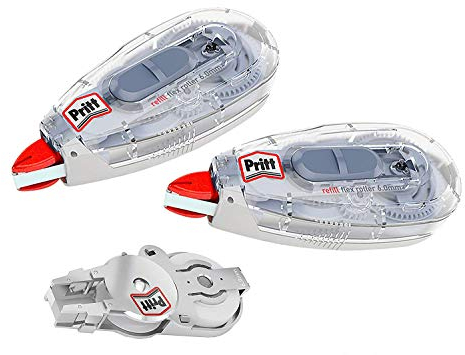 Pritt Roller correcteur Pritt Refill Flex Midway avec pointe flexible, fonction push & pull, rechargeable, réécriture immédiate, set de 2 rollers rechargeables et 1 recharge