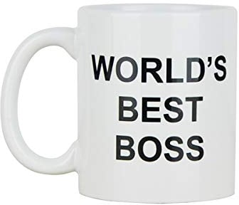 Tazza da caffè con scritta in lingua inglese “World’s Best Boss”, ispirata a Dunder Mifflin - The Office, 325 ml, divertente, tazza in ceramica per caffè, tè e cioccolata, tazza unica, idea regalo