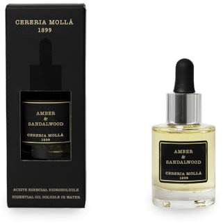 CERERÍA MOLLA 1899 | Aceite Esencial Amber & Sandalwood | Frasco de Cristal con Cuentagotas | Fragancia Delicada | Perfecto para Difusores y Quemadores | Premium | 30ml