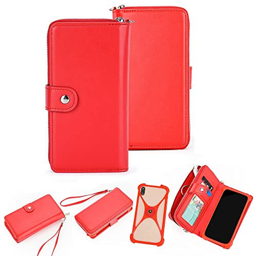 K-S-Trade Qualitativ & Innovativ 2in1 Schutzhülle Portemonnee Handyhülle Mit Bumper Für Nokia 2.3 Hülle Case Etui Geldbörse Smartphone Rot (1x)