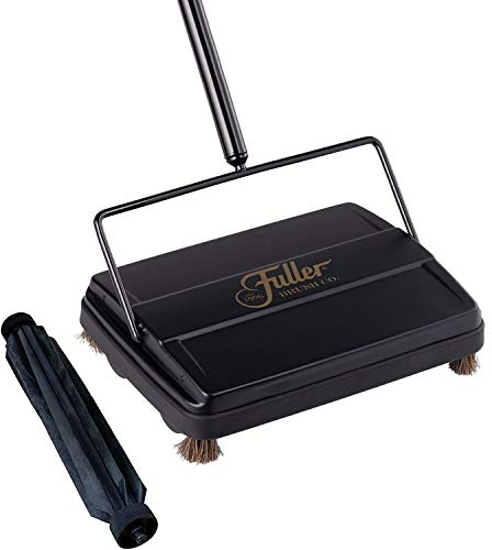 Fuller Brush Electrostatic Carpet & Floor Sweeper with Additional Rubber Rotor - 9 Cleaning Path - Lightweight - Ideal for Crumby & Wet Messes - Works On Carpets & Hard Floor Surfaces (Black)