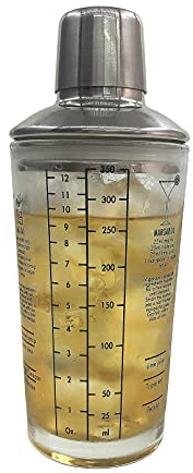Mixixi Shaker à cocktail en verre de 340,2 g - Shaker à martini avec couvercle en acier inoxydable