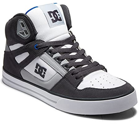 DC Shoes Pure High-Top WC, Skateboardschuhe für Herren, Grau / Weiß / Blau., 43 EU