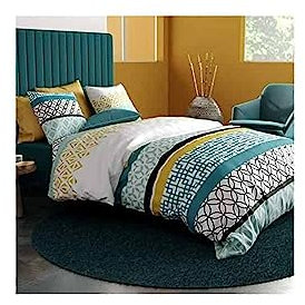 Alpes Blanc Housse de Couette CITEDOR 220x240 + 2 taies 100% Coton - 57 Fils cm²