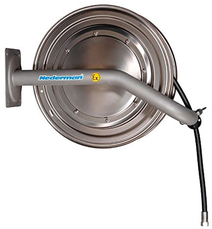 DENIOS - Schlauchtrommel Ex-H05-S, mit 25m Schlauch, Ø 1/2, Edelstahl poliert, ATEX
