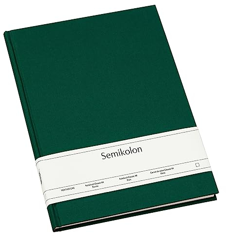 Semikolon 364078 Notizbuch Classic A4 blanko - 176 Seiten, cremeweißes Papier - Lesezeichen - forest grün