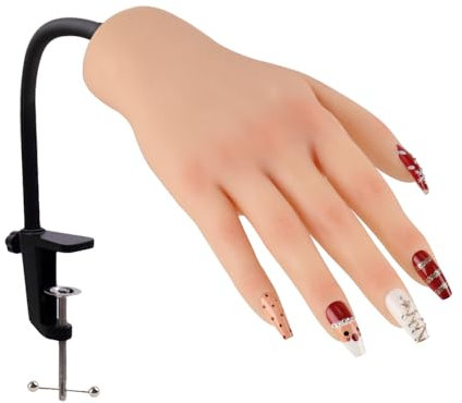 KnowU Practice Hand for Acrylic Nails, Silicone Nail Practice Hand with stand, Nail Hand Practice Model, Flexible and Bendable Fake Hand,color 1# Right