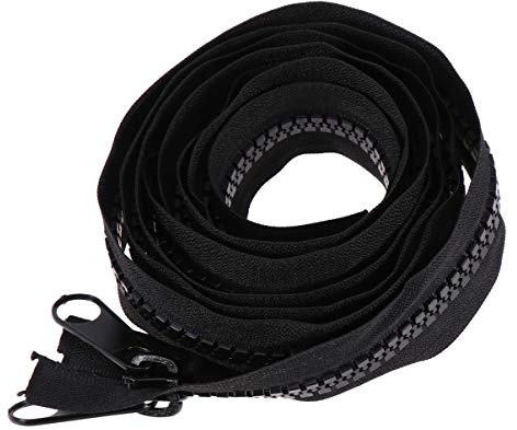 Ciieeo Heavy Duty Tent Zip for Sewing: #10 200cm Tent Zipper Replacement - Separating Zippers for Sewing - Black Zip with Double Pull Tab Sliders for Sleeping Bag, Boat, Canvas, Cover, Trampoline