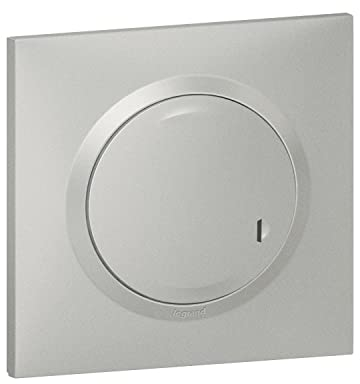 Interrupteur Variateur Filaire Connecté Sans Neutre Dooxie with Netatmo 5 à 125W LED Compatible Toute Charge - Complet (Fixation, Support, Enjoliveur et Plaque) - Aluminium - 199252 - Legrand