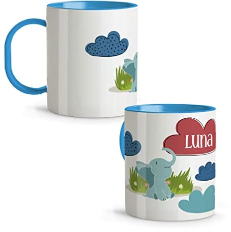LolaPix Timbale Plastique. Tasse Personnalisée Prénom.Tasse Plastique. Mug Enfant. Sans BPA. 330 ml. Bébé éléphant