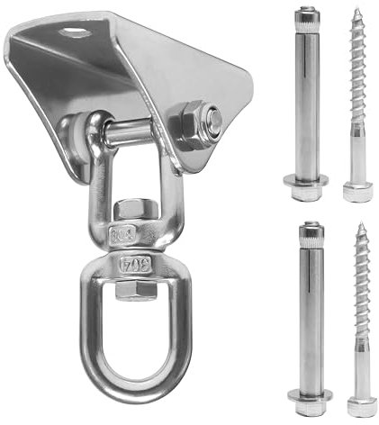 Heavy Duty Swing Hanger Hook, 360° Swivel Swing Hook with 4 Screws for Porch Yoga Seat Hammock Sandbag Indoor Outdoor Stainless Steel Swivel Hook Fixing Plate Boxing Sandbag Hanging Chair Fixing