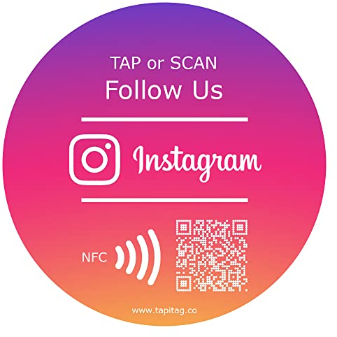 TAPiTAG Follow Us on Instagram PVC Tag NFC & QR Code 120 mm