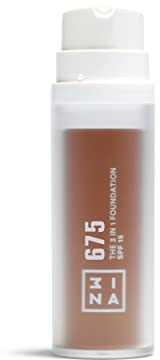3INA MAKEUP - The 3 in 1 Foundation 675 - Kühles Braun Foundation 3 in 1 mit Unterton Gelb - Grundierung Concealer & Foundation - Foundation mit SPF15 & Vitamin C - Vegan - Cruelty Free
