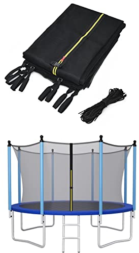 GYMAX Trampolin Ersatznetz innenliegend 180cm Höhe, Sicherheitsnetz aus PE mit Reißverschluss, Schutzklammern, Trampolinersatznetz für Gartentrampolin, für 6 Stangen (Ø305 cm)