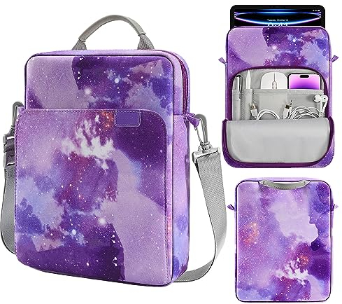 MoKo 9-11 Inch Tablet Sleeve Bag Handle Carrying Case with Shoulder Strap Fits 11inch iPad Air M3, iPad A16 2025, iPadPro 11, iPad109/8/7th Gen 10.2, Air 5/4th 10.9, Tab S8/S9 11,Purple Starry