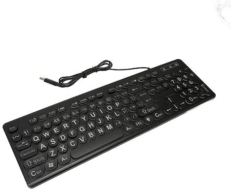 VBESTLIFE Backlit Large Print Keyboard, USB Wired, 104 Keys, Easy View for Elderly or Visually Impaired