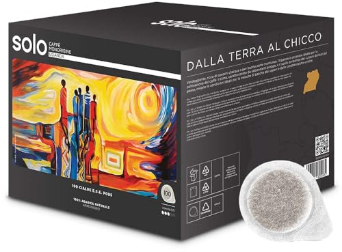 SOLO - Caffè Monorigine Uganda, Cialde E.S.E. 44 mm, 100 Cialde Monodose, 100% Arabica Naturale, Compostabili