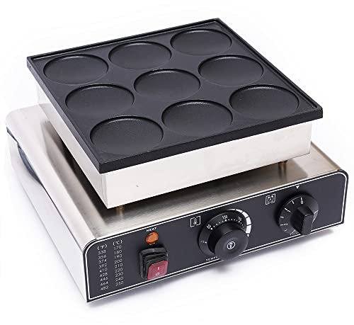 Waffeleisen 900W, Waffle Maker - Kommerzielles Holländisches Pfannkuchen Waffeleisen mit Antihaftbeschichtung, Elektrisches Waffeleisen aus Edelstahl mit Temperaturregler und Timer