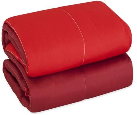 Trapunta Piumone Invernale Double Face 250gr Ufficiali Coperta Calda Letto 1 Piazza e Mezza Bordeaux