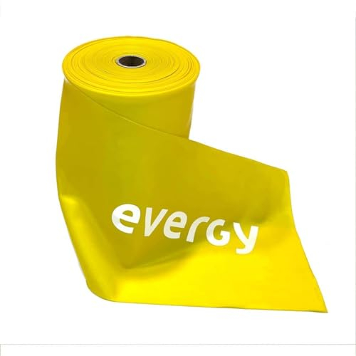 Rollo Banda Elástica 25 M evergy Ligera (Amarillo). Cinta elástica Fitness. Gomas elasticas musculacion. TRX Entrenamiento en casa. Bandas elasticas musculacion - Minibands. Banda Resistencia.