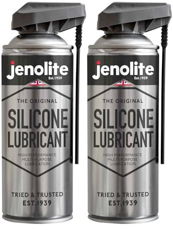 JENOLITE Silicone Spray Lubricant | 2 x 400ml | SMART STRAW | Multi-Purpose Silicone Lubricant | Heat Resistant, All-Weather Protection, Repels Dirt & Moisture, Non-Toxic