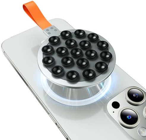 Hoerrye Silikon-Saugnäpfe für Alle Handy-Modelle,MagSafe Saugnapf,Kompatibel mit iPhone 15/14/13 Und Android Samsung Galaxy S24/S23/A55/A15/A35,Anti-Rutsch-Handyhalter für Selfies und Videos -Silver