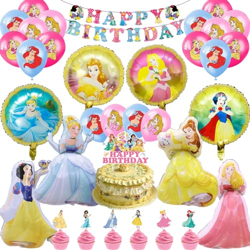Disne Deko Prinzessin Luftballons, 36pcs Prinzessin Geburtstag Deko,Prinzessin Geburtstag Deko Luftballons,Disne Prinzessinnen Geburtstagsdeko Anwendbar auf Thema Party Supplies Deko