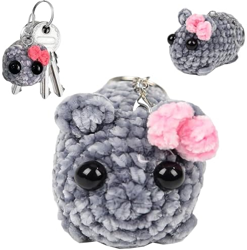 COLEESON Sad Hamster Schlüsselanhänger Gehäkelt, Hamster Kuscheltiere, Trauriger Hamster Meme, Ostergeschenke Kinder, Kuscheltier Klein Weiches Plüsch Geschenk für Frauen, Freundin (Keine Musik)