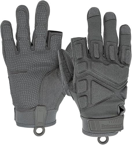 Seibertron S.O.L.A.G-HI 2.0 Handschuhe zeigefinger frei 4 Finger Taktische Sport wasserdichte Touchscreen, Stoßschutz für Jagd Grey M