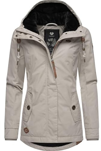 Ragwear Damen warme Kurze Winterjacke mit Kapuze Monade Intl Zinc24 Gr. M