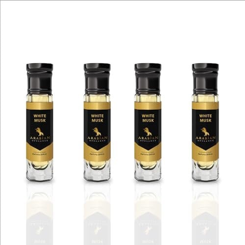 Arabian Opulence FR297 WHITE MUSK Roll-on Parfümöl | Konzentriertes Parfüm Körperöl | Langanhaltendes Parfüm auf Ölbasis für Frauen | Reisegröße Alkoholfreies Parfümöl Fläschchen (6ml, 4er-Pack)