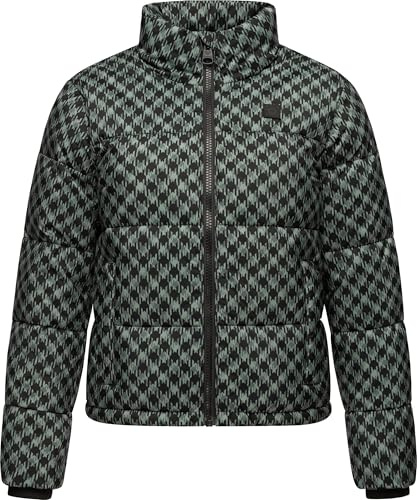 Ragwear Damen Steppjacke warme Winterjacke wasserdicht kurz mit angesagtem Hahnentritt Muster Serah Print YOUMODO XS-6XL