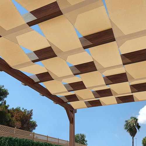 Giuri Tessuti - Fascia Ombreggiante in TESSUTO Outdoor da 310 g/m² per pergola e gazebo - Telo copertura a onda da esterno al metro lineare (45 CM, AVANA)