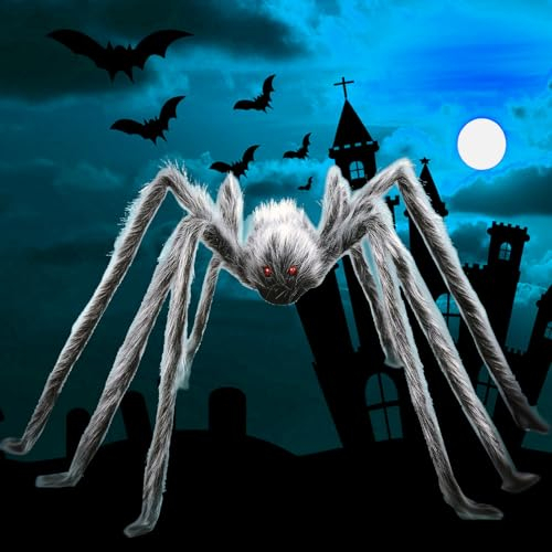 Halloween Deko Outdoor Große Spinne, 150cm Haarspinnen Garten Horror Dekorations, Halloween Riesenspinne für Spinnennetz Tischdekoration Party Tür und Fenster Zubehör Aussen Accessories