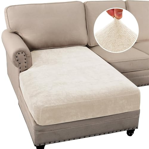 Stretch Sofa Sitzkissenbezug, Chenille Sofakissen Bezug, Elastischer Kissenbezüge, Universal Sitzkissen Bezug, Husse Überzug Bezug Für Sofa Sitzkissen (Chaiselongue,Weiß)