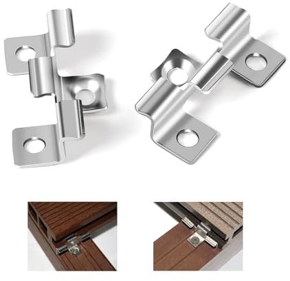 SUPAWAY 100 Clips pour terrasses Clips pour terrasses en acier inoxydable 7.5mm Clips pour sols composites Fixation invisible Clips de fixation en acier Plage de serrage 7.5 mm, Argent