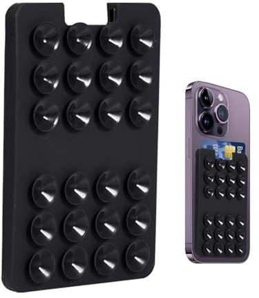 Porta carte in silicone per telefono, supporto adesivo per cellulare, supporto per telefono con ventosa per auto, potente adsorbimento, forniture per parete, doccia e finestra, nero