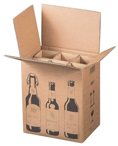 6er Flaschen-Versandsystem stehend mit Faltgefache 25,5 x 17,5 x 29,4 cm, 5 Stück