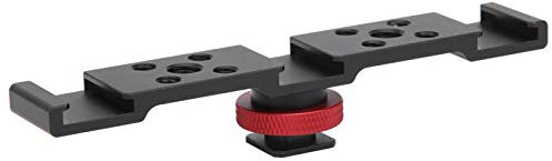 QANYEGN Hot Shoe Mount Adapter, Triple Hot Shoe Mount Plate Bracket, Hot Shoe Extension Flash Bracket for Camera Mobile Phone (Black)