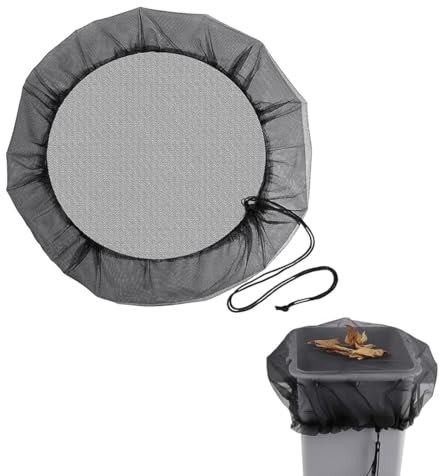 WHYCNIL 1 Stück Regentonnen Netz Abdeckung Durchmesser 80cm Verstellbares Zugkordel Regentonnen Schutznetz Mückenschutz Regentonne Schutzabdeckung Schutz vor Laub Stechmücken