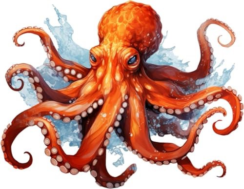 x4 Octopus Stickers for Wall Decor, Covering Marks, Mugs & Cups, Car Bumpers, Shower & Tile, Toilets, Laptop & More Sea Animal Vinyl Decals, Hardwearing Waterproof (Octapus)