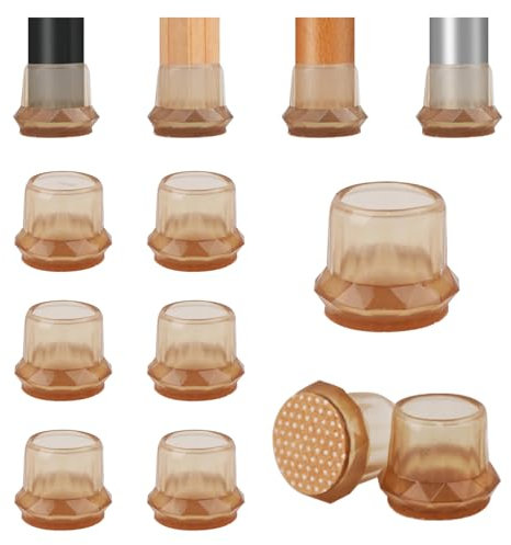 Vookkp Chair Leg Covers, 24 Pcs 21-30mm Chair Leg Floor Protectors Cap, Brown Furniture Pads, Silicone Carpet Protector Table Feet Cover, High Elastic No Noise No Scratches