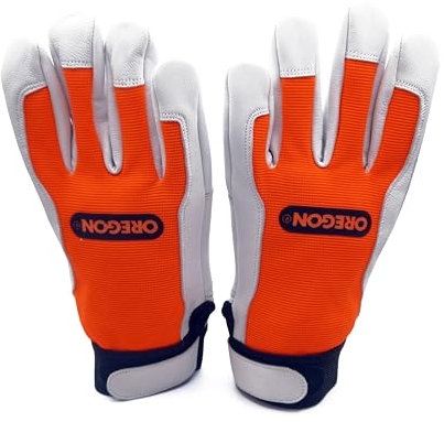 Oregon High-grip Working Gloves – Protective Work Gloves for Forestry, Gardening & Outdoor Work, with Reinforced Leather Palm, Bi-Elastic Spandex Back, Adjustable Fit, Enhanced Grip – Size Medium